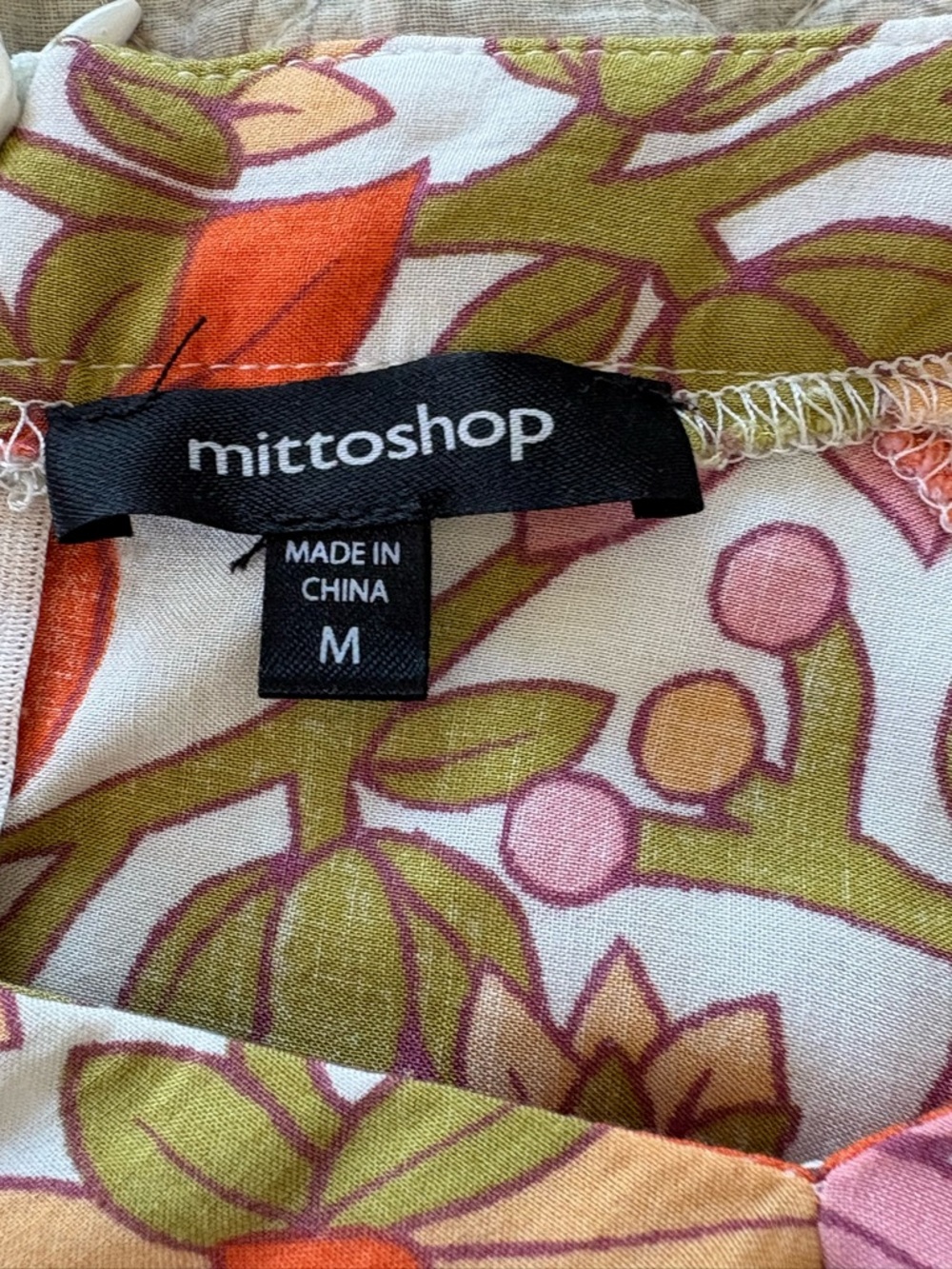 mittoshop Floral V-Neck Long-Sleeve Blouse in Pink, Orange & Tan - Picture 3 of 8